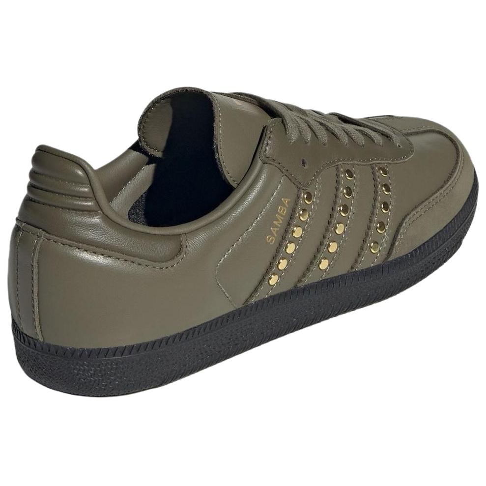 adidas Samba OG mit Nietenstreifen - Dunkelkhaki Schwarz Damen Sneaker Grün Mittel-Dunkelkhaki Oliv-Strata JR8870