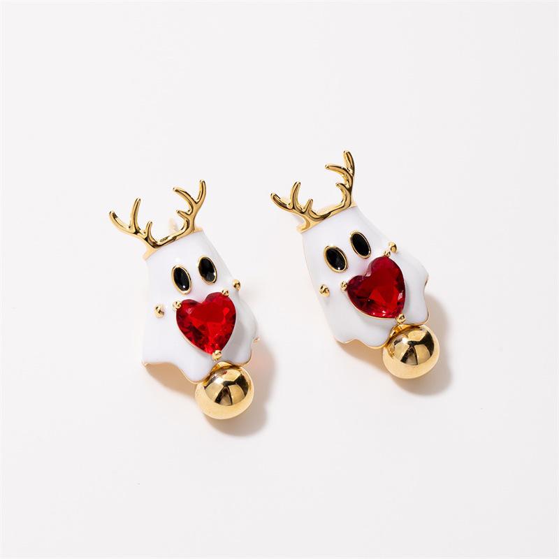 2024 High-End Christmas Reindeer Silver Stud Earrings: Unique Light Luxury for Autumn/Winter