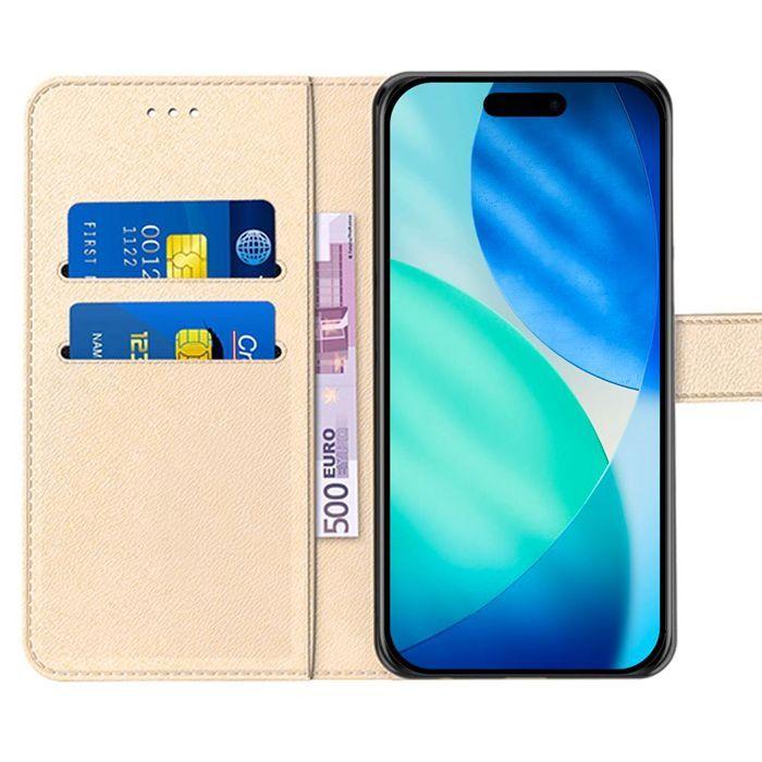 Coque pour iPhone 17 - BOOLING - Protection Intégrale Cuir Synthétique - Doré - 2 Verres Trempés