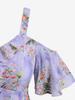 Rosegal Plus Size Rose Flower Leaf Print Ruffles Cold Shoulder Dress