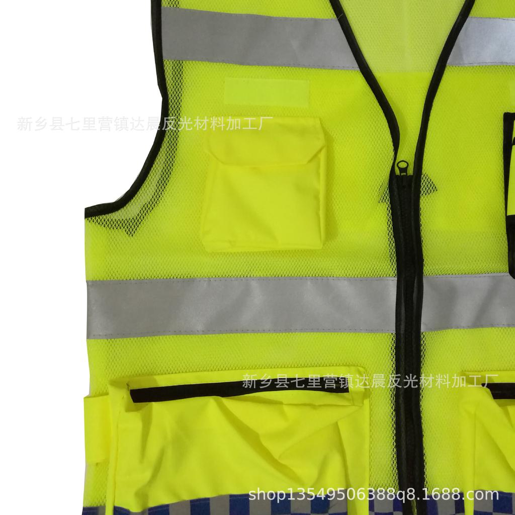 Multi-pocket Fluorescent Reflective Vest for Road Construction and Workwear