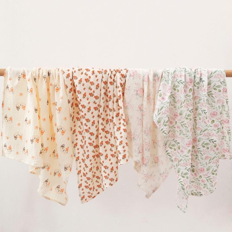 Baby Cotton Blanket with Multi-pattern Designs Soft Breathable Blanket Baby Swaddles Large 26x33inch for Boys & Girls