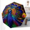 Colorful Peacock Feather Mandala Wall Art DecorUmbrellaPortable 3-Fold Compact Umbrella for Men & Women Gift