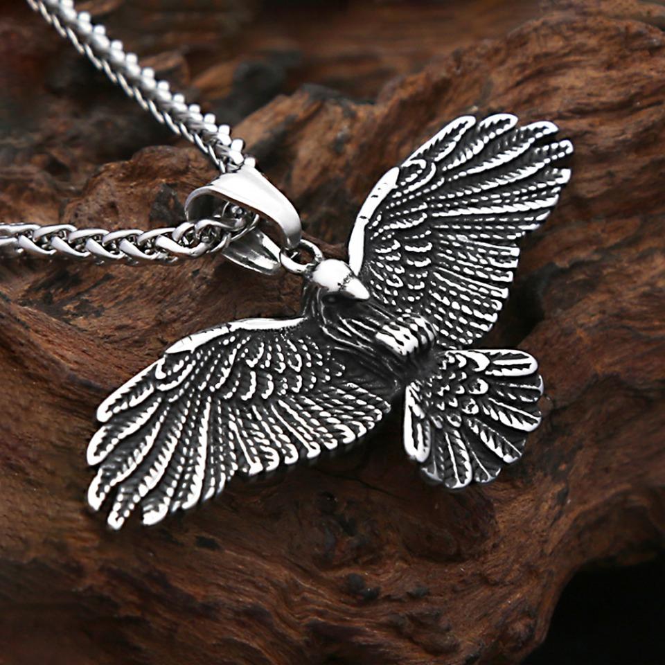 New  316L Stainless Steel Eagle Pendant Necklaces For Men Women Hip Hop Biker Vikings Animal Necklace Party Jewelry Gifts