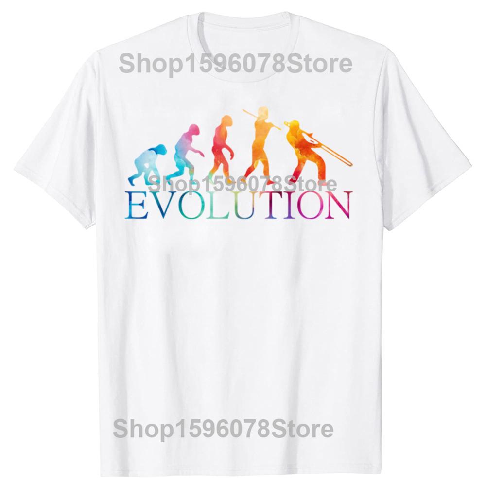Jazz Trombone Player Evolution Of Man T Shirts Graphic Streetwear Short Sleeve Birthday Gifts Summer Style T-shirt Mens Clothing