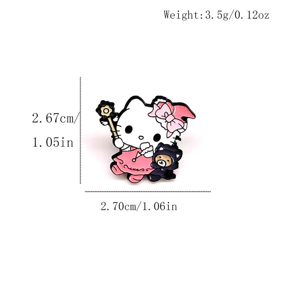 Hello Kitty & Kuromi Magical Girl Anime Metal Brooch - Cute Sanrio Cartoon Bag Accessory