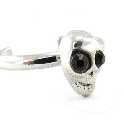 [J1102] - Black Silver 'Skull' Foot Ring