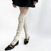 Women Japanese Ribbed Knitted Leggings Gaiters with Slit Buttons Harajuku Aesthetic Thigh High Leg Warmer Footless Socks