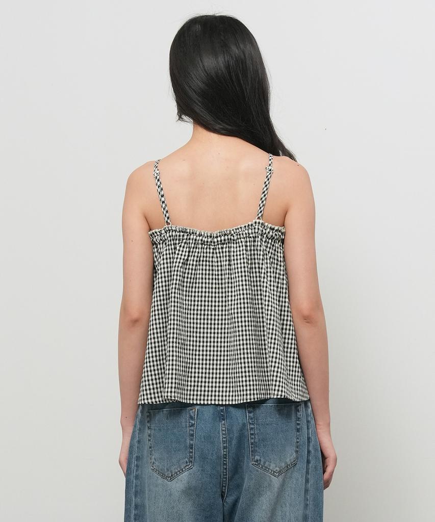 GENERALIDEA Check Frill Sleeveless Top [Black] / Gf2Lts533
