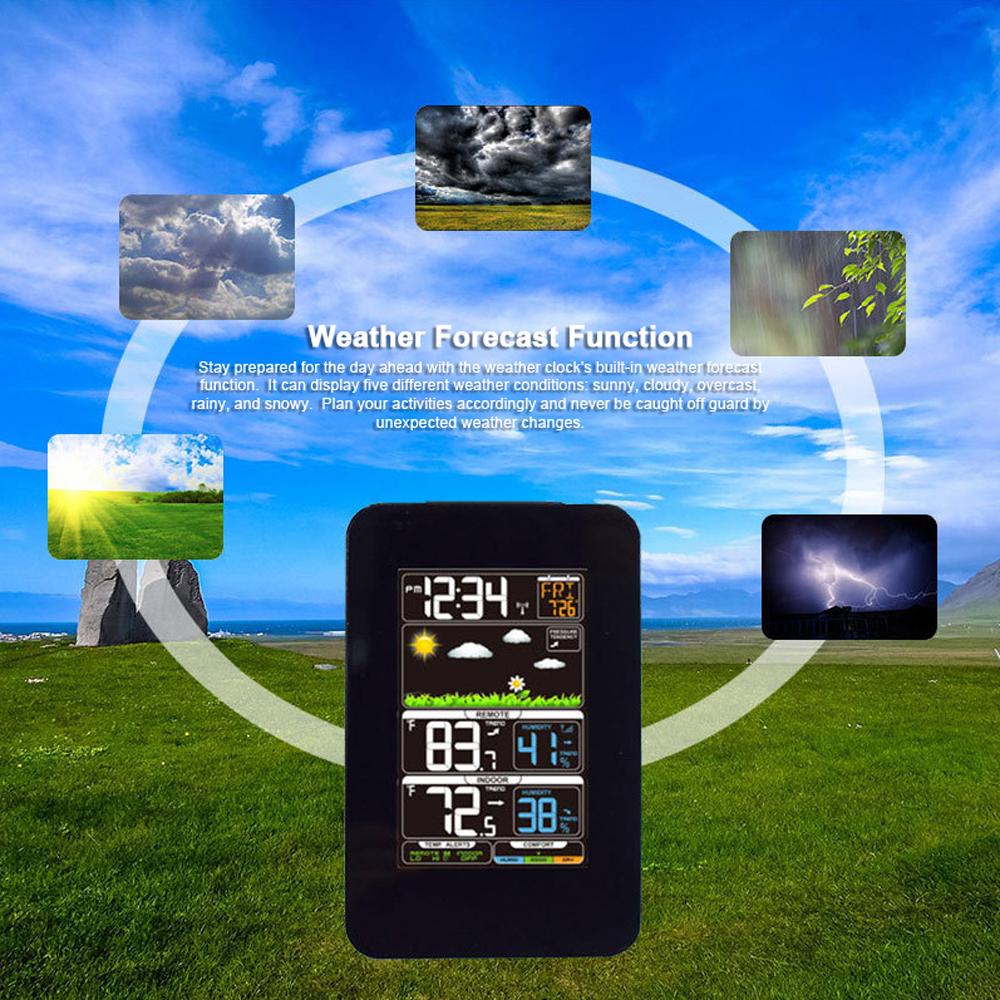 Multifunctional Weather Station IndoorOutdoor Thermometer Temperature and Humidity Monitor 12H24H