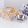 Elevated Cat Bowls Pet Feeder 15° Tilted Raised Cat Food Bowls With Wooden Stand Stainless Steel Bowls For Cats And Puppy