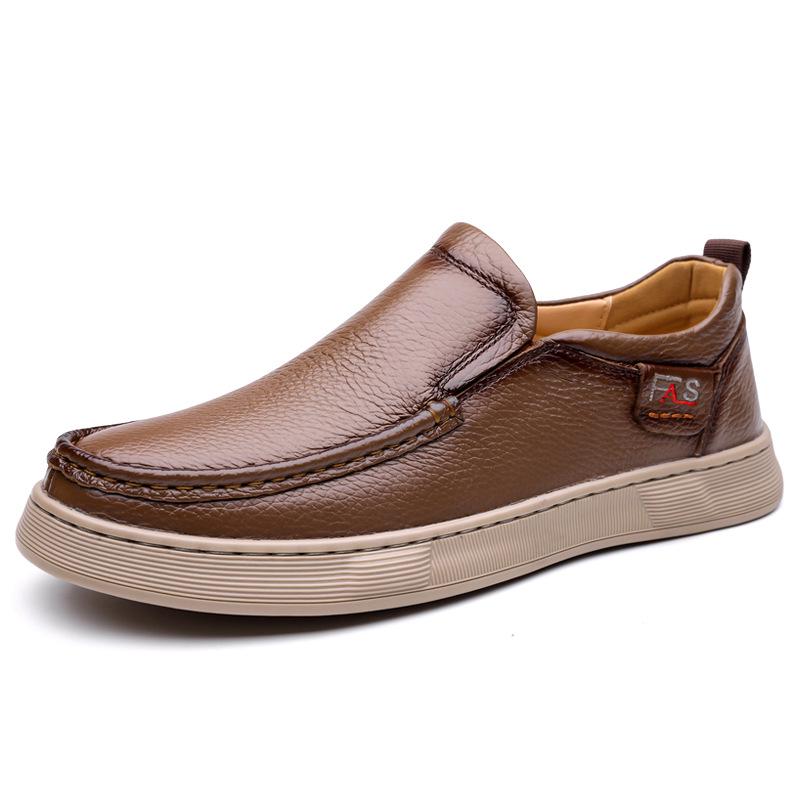 Chaussures décontractées à enfiler pour homme en cuir véritable Automne/Hiver 2025