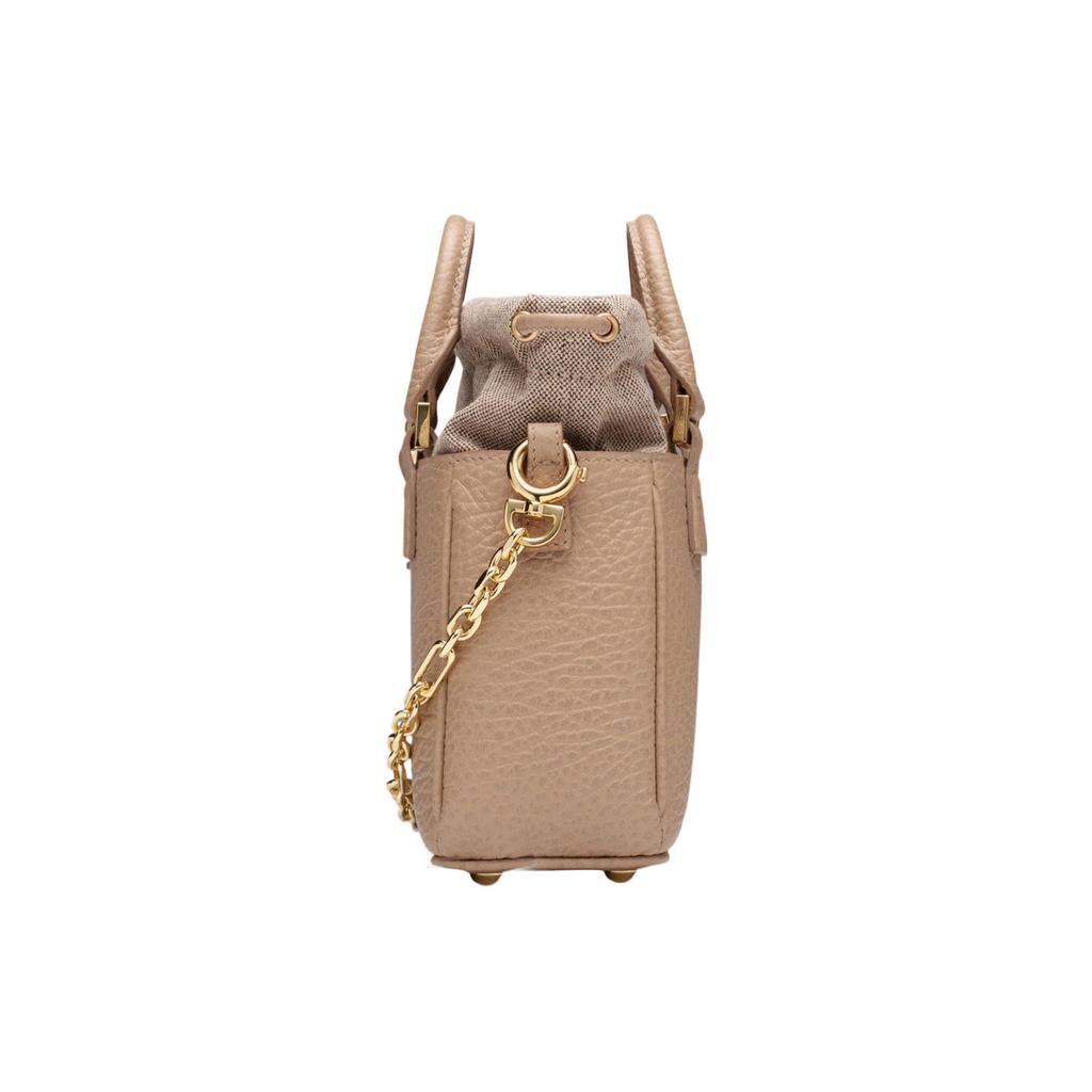 Maison Margiela 5Ac Horizontal Drawstring Closure Grain Leather Shoulder Crossbody Handbag Women Handbags Pink Brown SB1WG0046P4348T2070