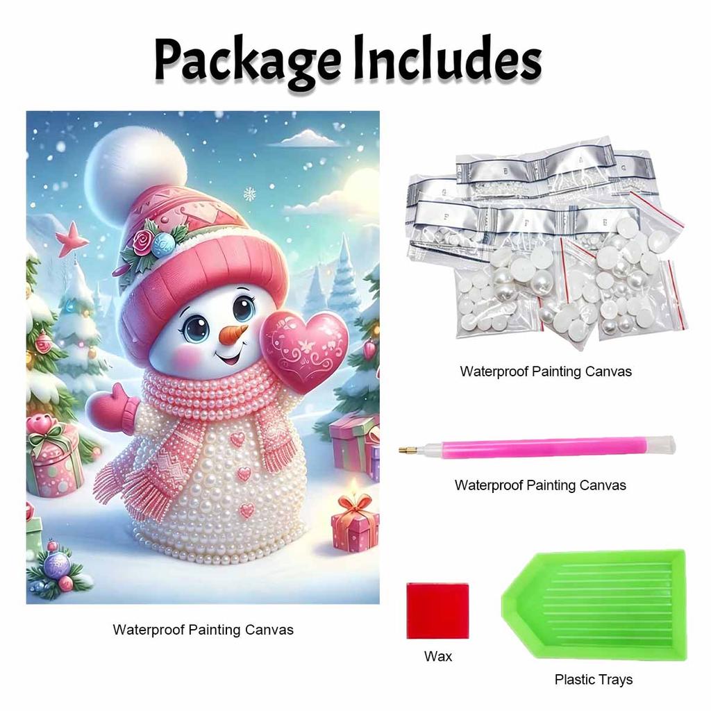 Christmas Pearl Painting Kit Handmade DIY Snowman Holding Heart Winter Holiday Home Decoration Painting