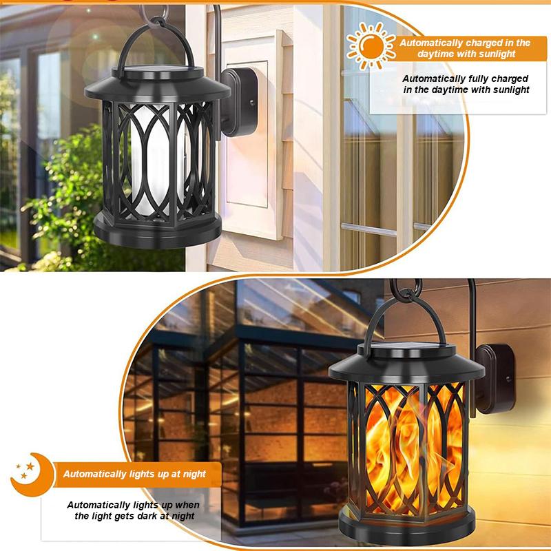Dancing Flame Solar Lantern Outdoor Solar Flame Lamp Clip Lantern Landscape Pendant Lamp High-power Street Lamp Courtyard Lights