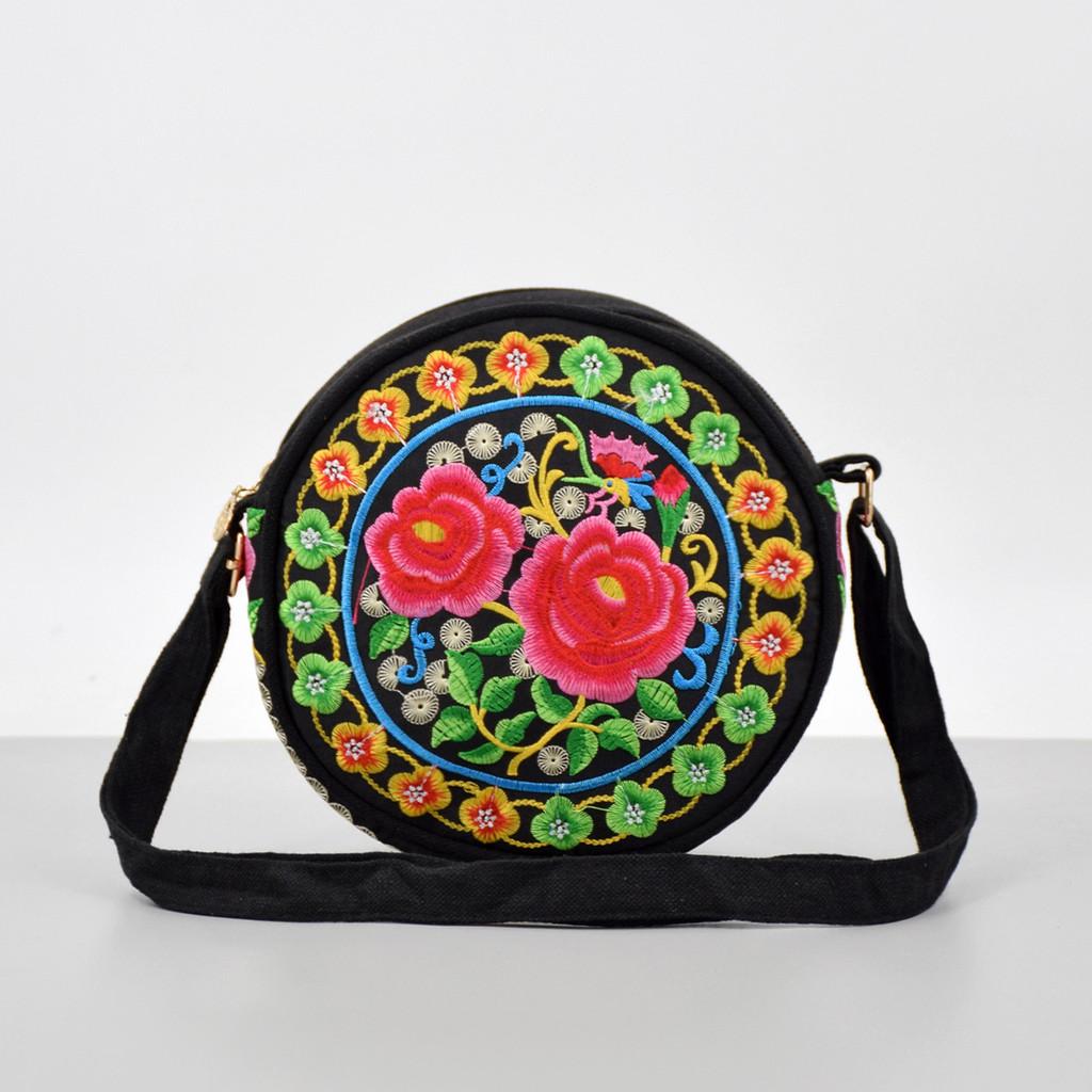 Canvas Ladies Bag With Embroidery For Daily Casual Use