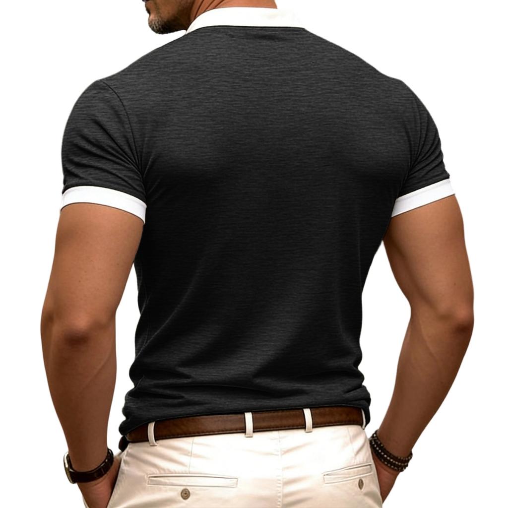 Men's Fashionable Casual Multi-color Short-sleeved Shirt  Men's Loose And Comfortable Stand-up Collar Top