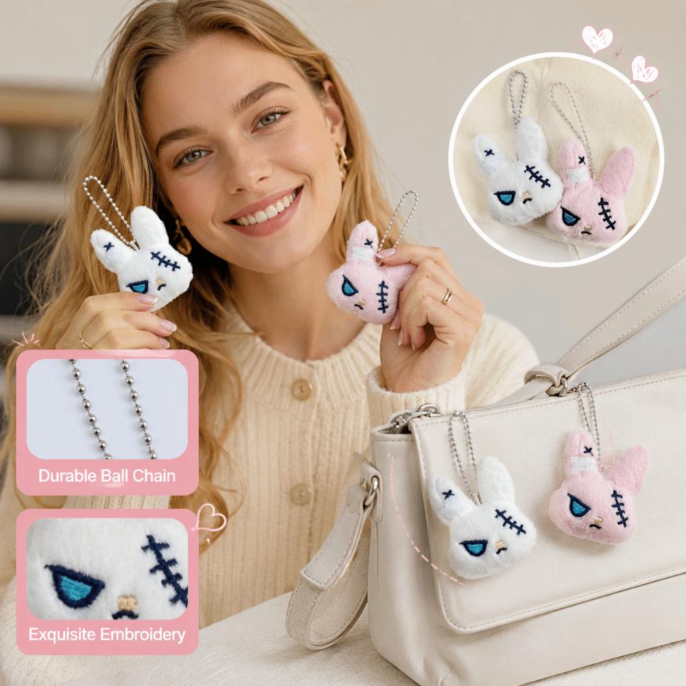 Animal Plush Rabbit Brooch Cute Halloween Key Rings Fashion Fluffy Backpack Pendant Party Gifts