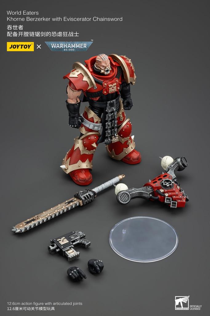 JOYTOY Warhammer World Eater Khorne Berzerker with Eviscerator Scale Action Completed 40,000 (Equipped Chainsword) 1/18 Figure,