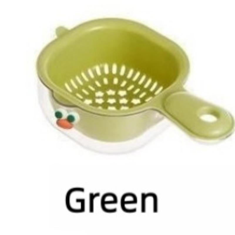 Cartoon Filter Fruit Strainer Double Layer Basket Plate With Handle Cute Plastic Bowl For Kitchens Home Uses