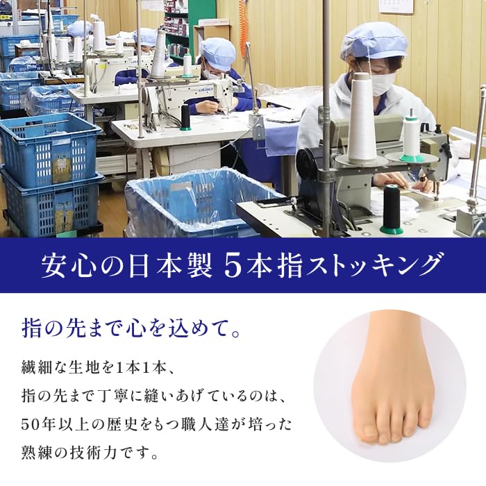 Revual CLEAR Smooth and Sunny Made In Japan Five-Toe Stockings, Comfortable, Knee-Length Socks, Beige, Natural, Brown, Cool, Leg-Lengthening,