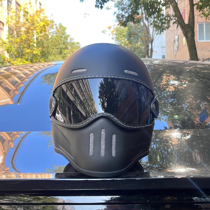 German Fiberglass Small Helmet Body Retro Helmet Motorcycle Men's and Women's Ultra-light Cruise Locomotive Full Helmet