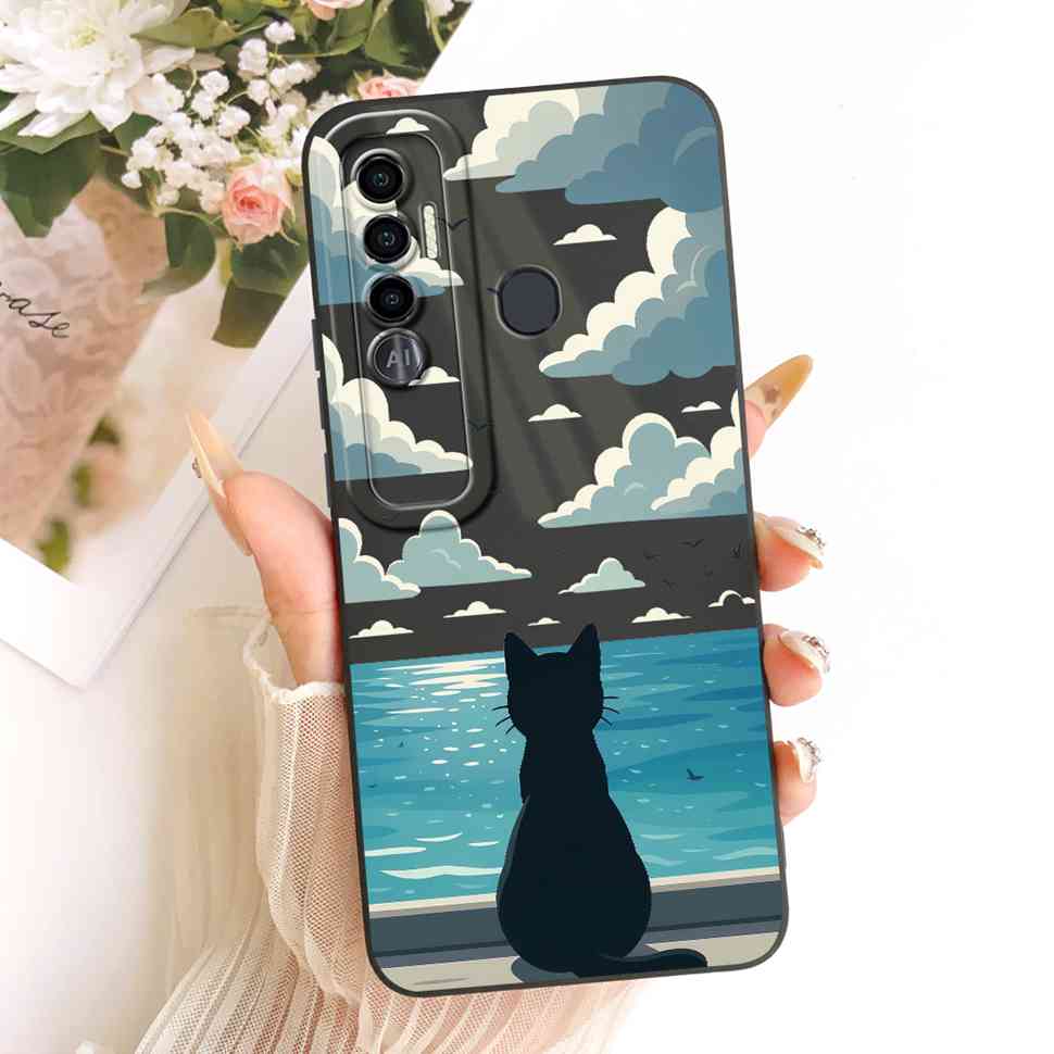 For Tecno Spark 7 Pro Case KF8 Fashion Flower Cat Soft Silicone Back Cover For Tecno Spark7 Spark 7 Pro Phone Case Bumper