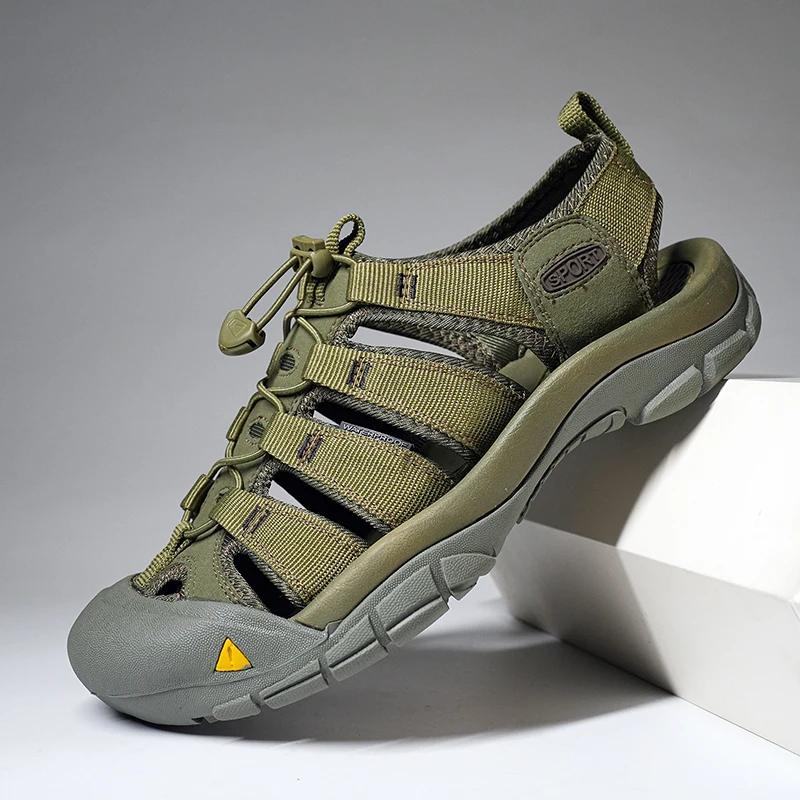 Fashion Korean Version New Men's Comfortable Nylon Casual Beach Shoes Summer Fashion Brand Men's Outdoor Non Slip Soft Soled Sandals