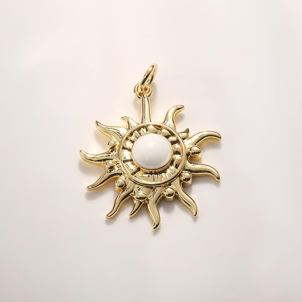 Trendy Sun Pendant Copper Gold-Plated Drip Oil DIY Jewelry: Necklace, Bracelet, Earring Accessories for Women