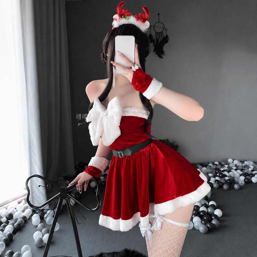 Santa Claus Cosplay Christmas Outfit Gold Velvet Christmas Perform Costume  Nightclub Bar