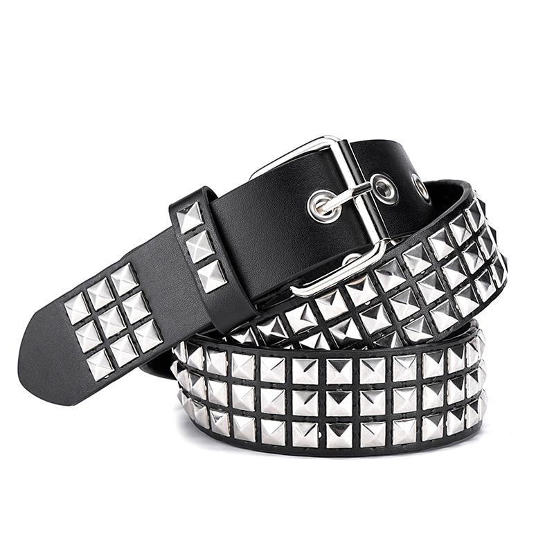 Rivet Hollow Bullet Decoration Belt  Leather Studded Goth Rock Wild Adjustable Women Punk Black Belt