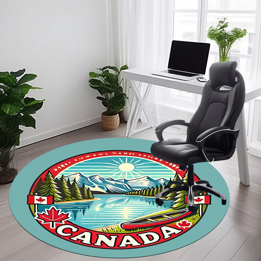 1pc Canada Nature Office Round Area Rug,  Mat Suitable ForOffice, Under Office Chairs Bedroom Living Room Home Decor, Room Deco