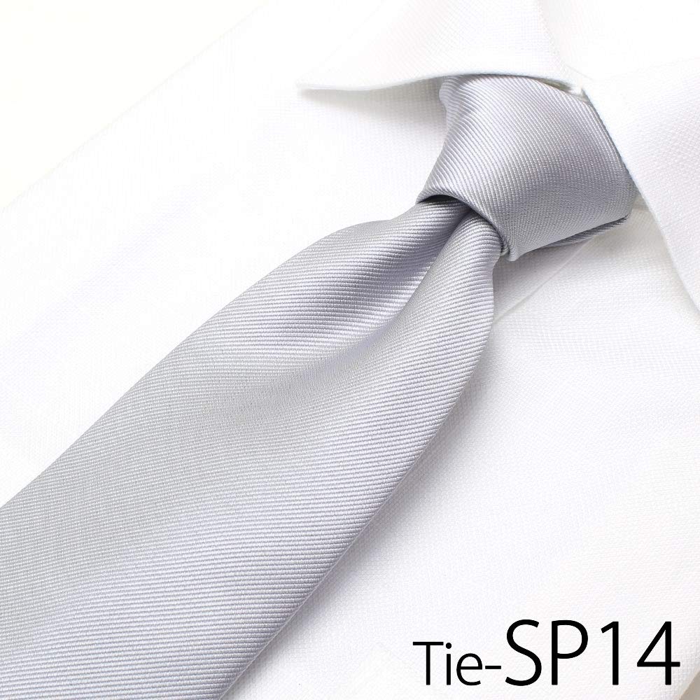 [Dress Code 101] Silky Solid Necktie, Micro Polyester, Plain, Formal, TIE-SP, Men's, TIE-SP14, Gray, Free Size