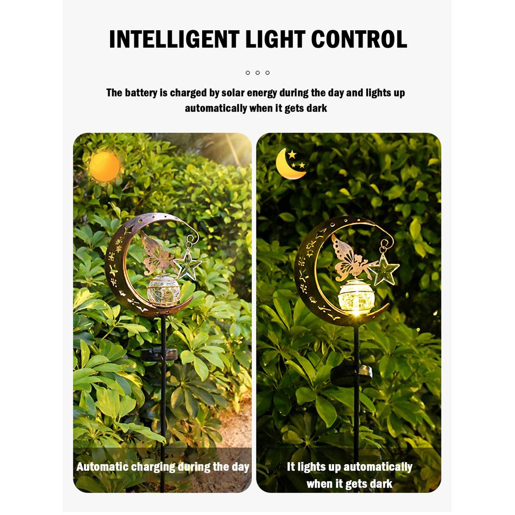 1 Solar Lamp, Featuring Moon And Star Patterns, An Outdoor Garden Decoration Lamp, An Iron Lamp For The Courtyard, A Party Gift