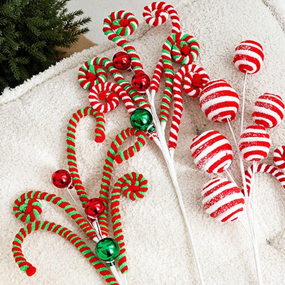 Lifelike Christmas Plush Candy Cane Festival Xmas Tree Garland Ornaments  Home Decoration