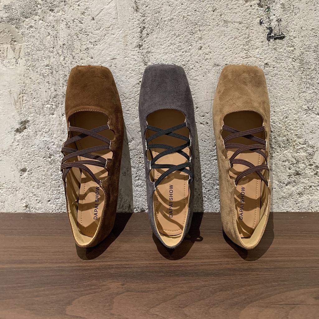 Inner height increase 3cm~ Square head retro ballet single shoes women's shoes spring and autumn 2025 platform French Mary Jane shoes