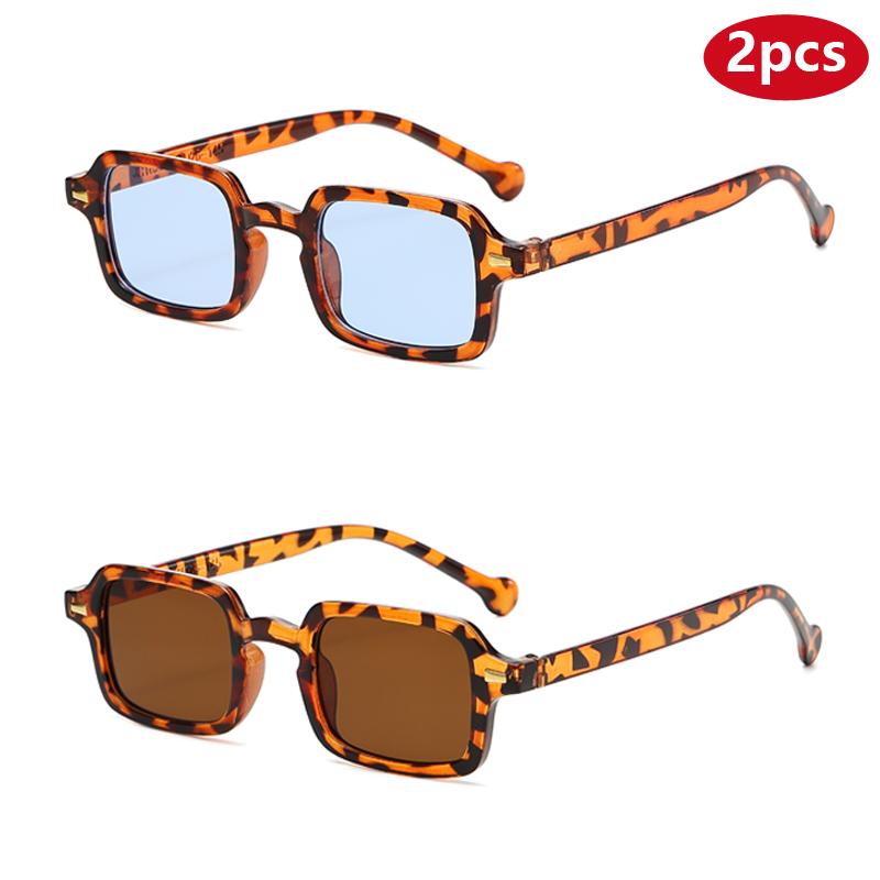 2pcs Classic Small Square Sunglasses Women Vintage Sports Brand Sun Glasses Men Shades Female Fashion Gradient Eyeglasses UV400