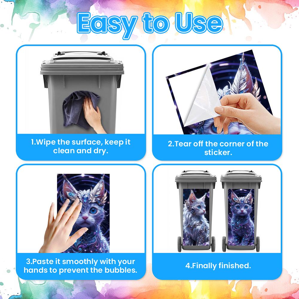 PVC Stickers Self-adhesive Decorative Stickers Decals for Trash Decoration Cat Shape 820x380mm 2pcs/set