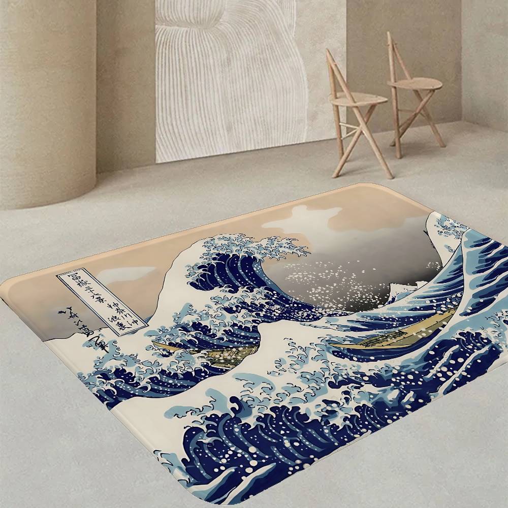 The Great Wave Off Kanagawa Room Mats Retro Multiple Choice Living Room Kitchen Rug Non-Slip Welcome Rug