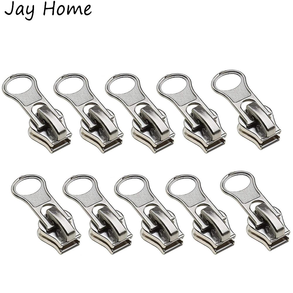 

10PCS Silver 5# Zipper Slider Replacement Metal Zip Puller Zipper Pull Replacement Zip Fastener Repair Kit for Clothes Jacket 5# белый