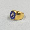 Blue AG Stainless Steel Ring Men Vintage Gold Color Male Hiphop Rock Man Rings Retro Free Mason Freemasonry Masonic Punk