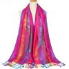 Popular Colorful Cashew Tassel Shawl for Women Ethnic Style Gradient Embroidery Scarf