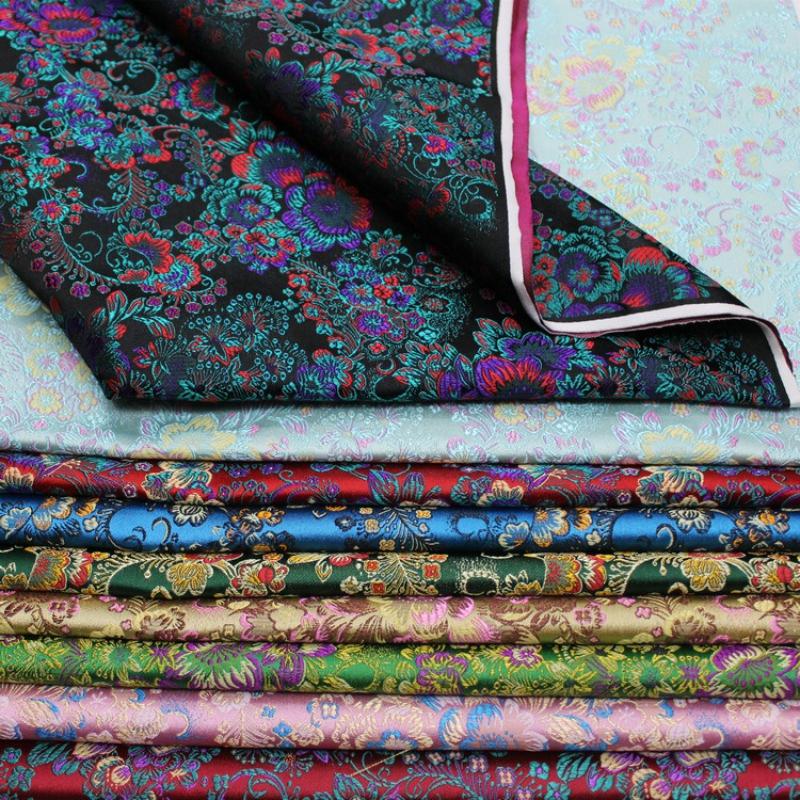 Wide 75cm Chinese Style Jacquard Brocade Spun Fabric Decorative Handcrafted Silk Antique Fabric DIY Cheongsam and Mongolian Robe