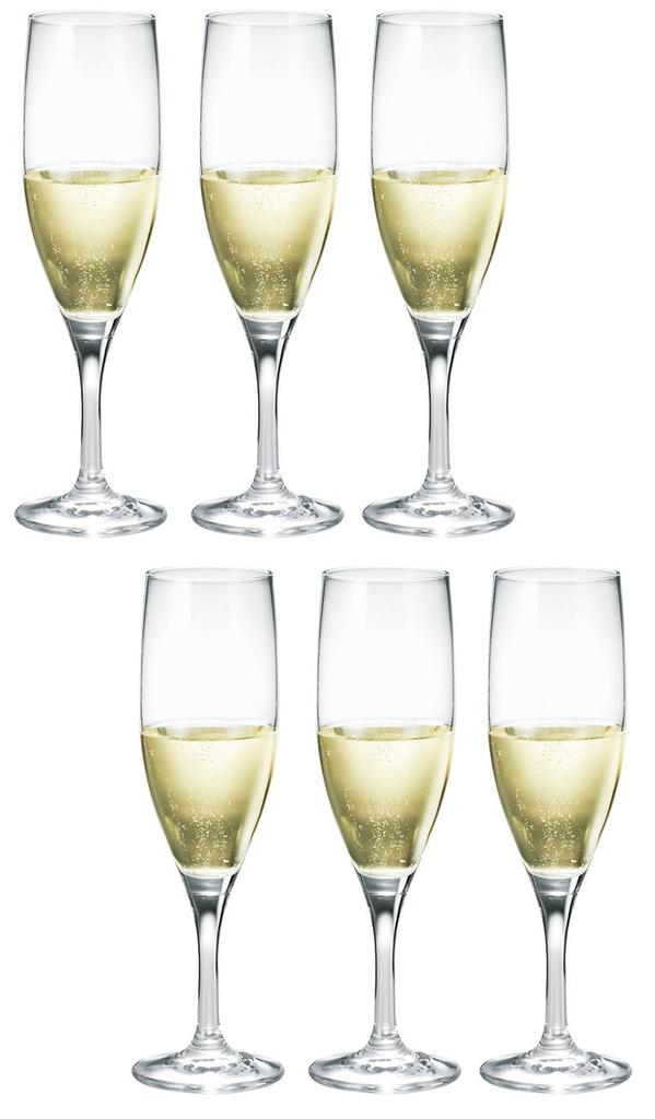 Suntory Marketing Reinforced Mouth Champagne Flute Glasses, 175ml, Pack of 6, 180-95