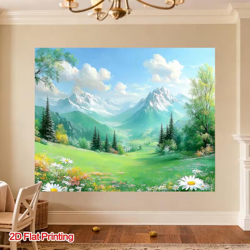 2D Dreamy Snow-Capped Mountain Photo Booth Background
