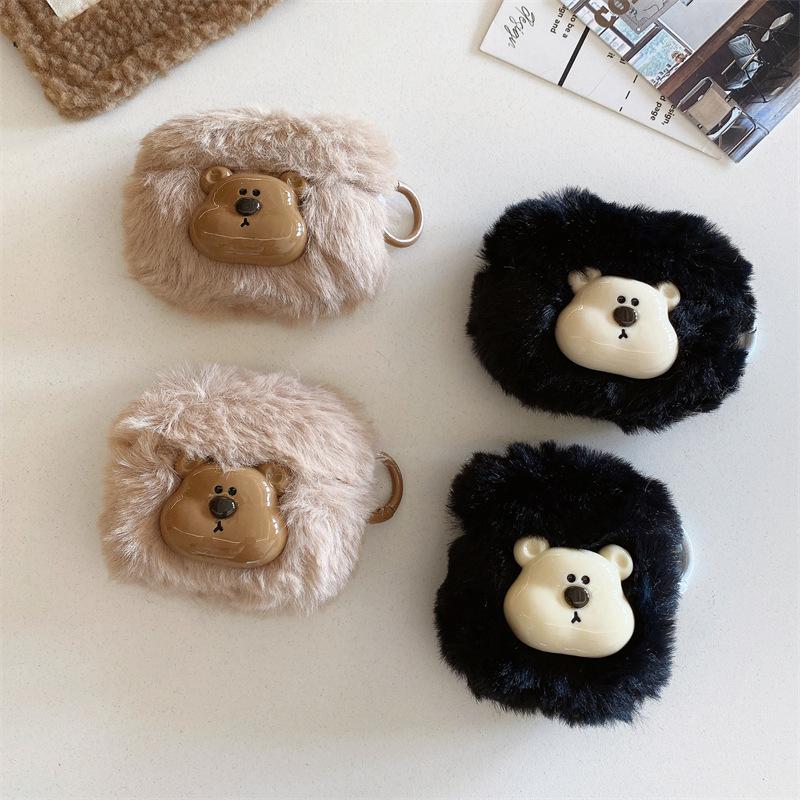 Cute Plush Three-dimensional Bear for Apple AirPods 1 Cartoon Protective Case 1st Generation Pro1 Bluetooth Headset Case