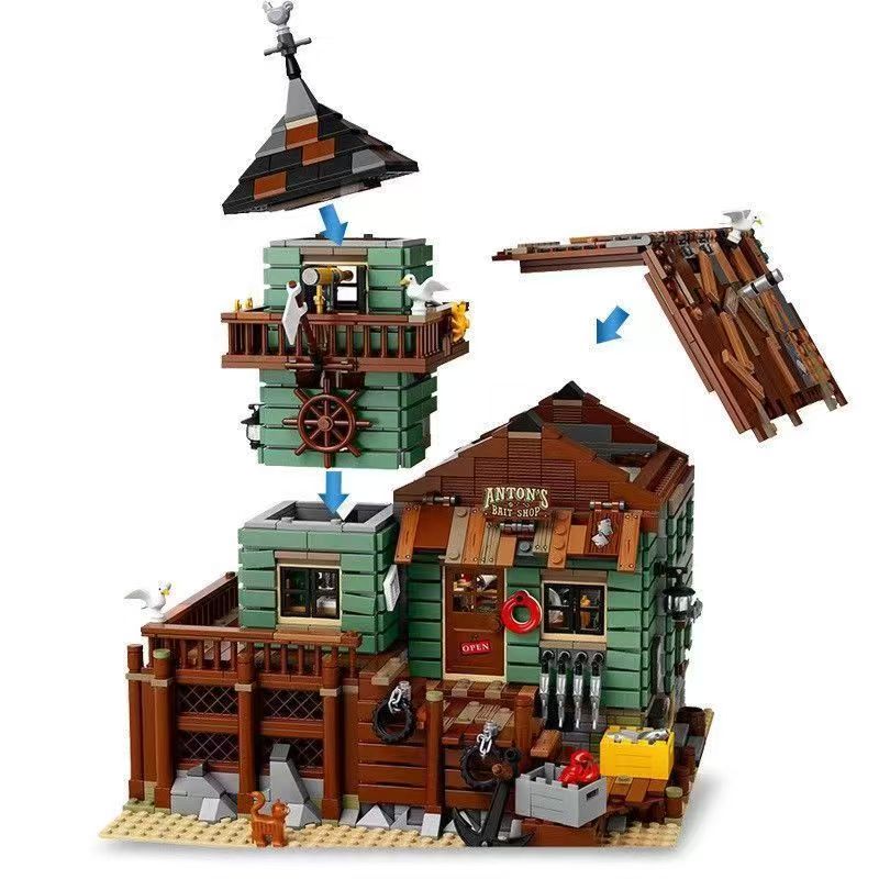 2614-Piece Fisherman's Hut Building Block Model Puzzle Block Handicrafts Room Decorations Halloween and Christmas Eve Holiday Gifts