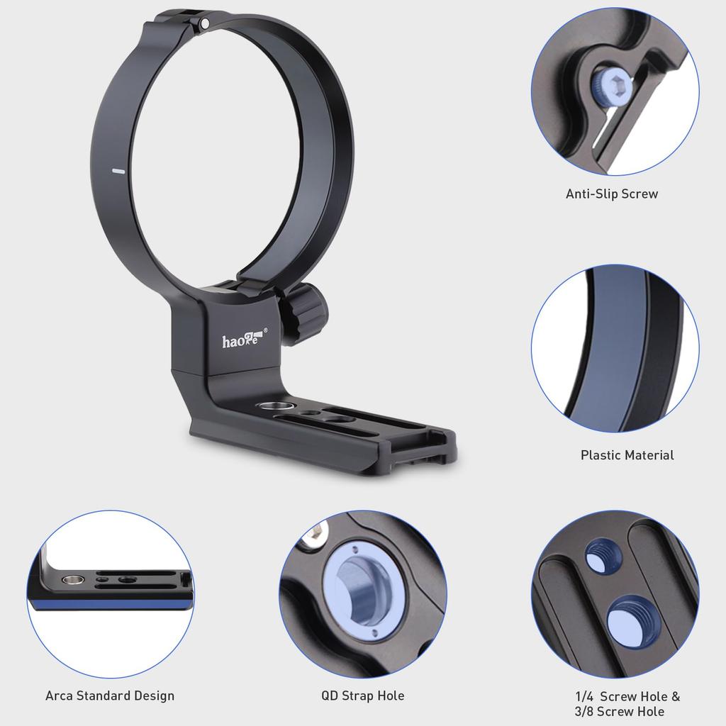 Haoge LMR-Z186 Lens Color Nikon Nikkor Z 180-600mm f/5.6-6.3 VR Lens Tripod Mount Ring with Built-in Arca-Type Quick Release Plate