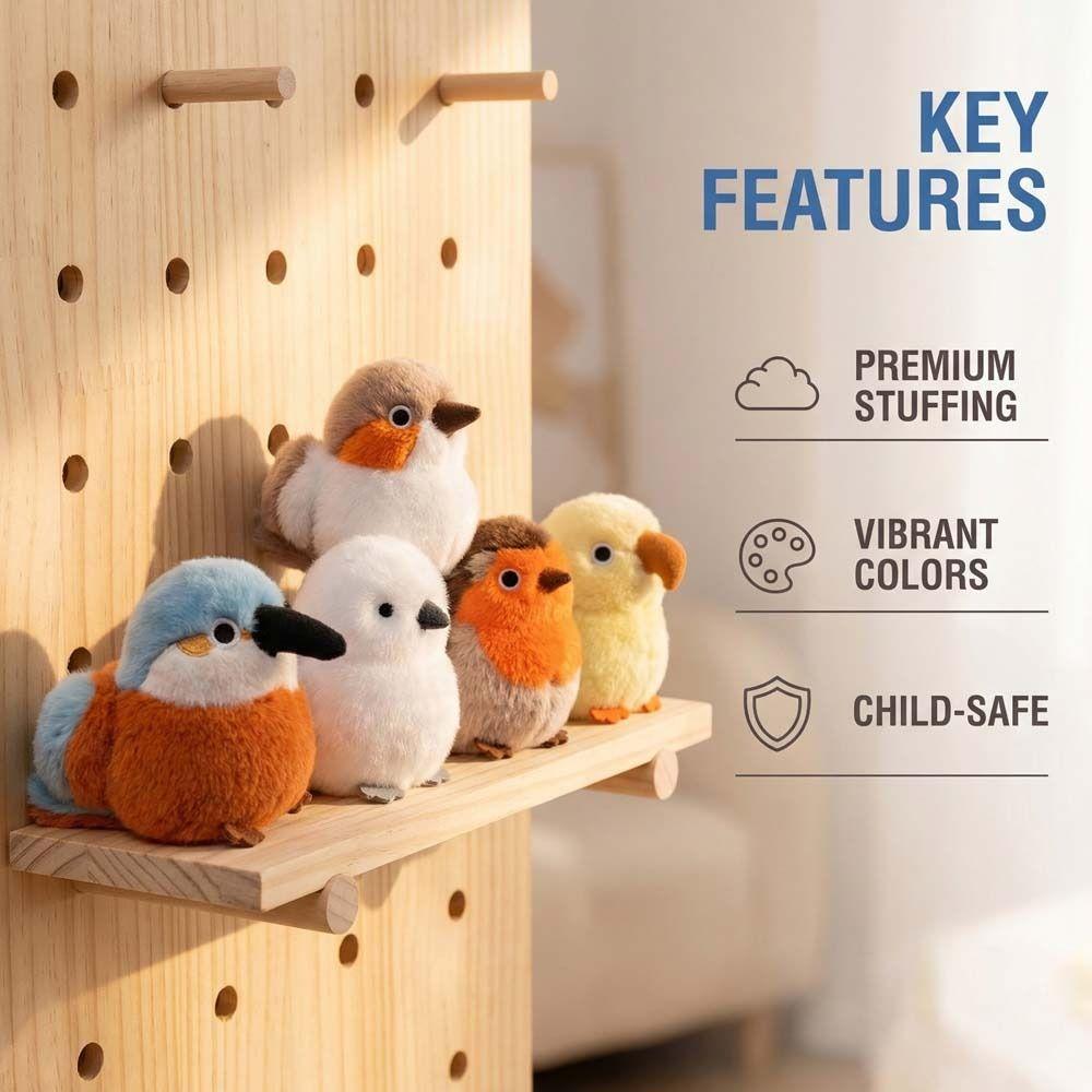 Colorful Design Lifelike Bird Plush Soft Texture Stuffed Bird Doll Bird Plush Toy  Holiday Gift