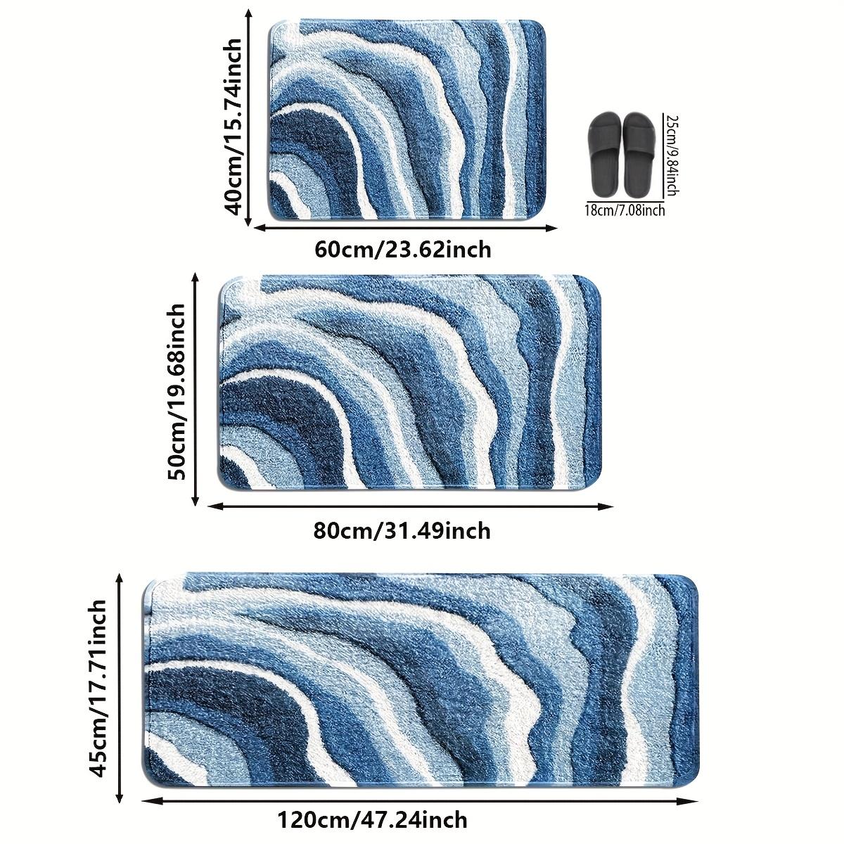 

VIKAMA Striped Wave Carpet Blue Doormat Welcome Mat Kitchen Rug Absorbent Bathroom Mat Rug For Bedroom Carpet For Live Room Home 40X60CM (1.3X2FT